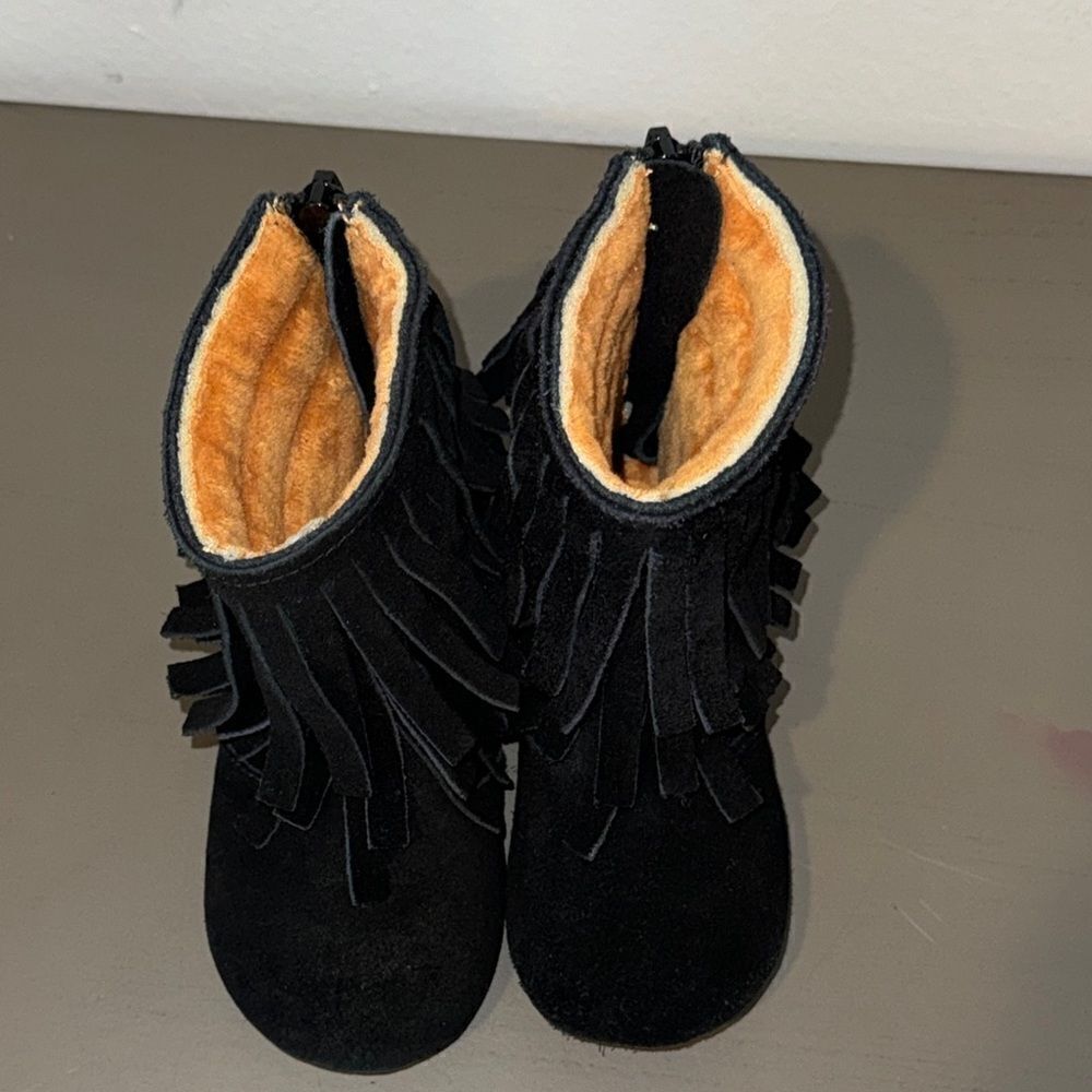 MONKEY FEET Black Fringe Kids Boots - Picture 5 of 9